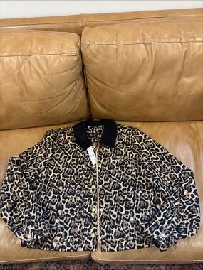 J Crew Cropped Animal Print Chore Jacket